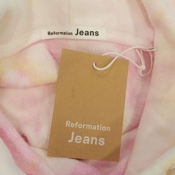 💕REFORMATION💕 Tanner Classic Hoodie  Creamsicle Pink Yellow Tie Dye Small NWT - Picture 10 of 14